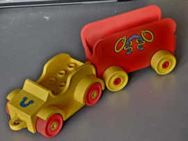 Lego Duplo retro auto met aanhanger paarden vervoer
