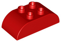 Lego Duplo blokken : 2x4 met gebogen bovenkant rood