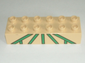 Lego Duplo steen 2 x 6 met groen roosterpatroon 2300pb004
