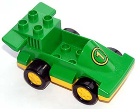 Lego Duplo Formule 1 auto groen met gele 1 duploracer01
