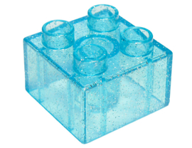 LEGO DUPLO glitter transparant lichtblauw blok 2 × 2  3437