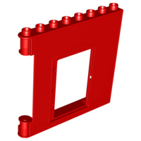 Lego Duplo Muur deel met deur opening rood aansluitbaar links 51261