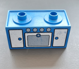 Kookblok blauw met gaskookplaten en oven