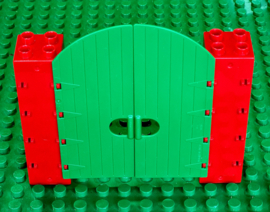 Lego Duplo deuren set boerderij of dierentuin rood met groene deuren 2