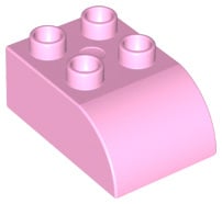 Duplo blok/steen 2x3 met gecurvde bovenkant licht roze