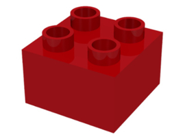 Duplo blokken 2x2 - bouwsteen Rood