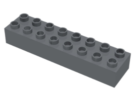 Lego Duplo blokken : 2x8 duplo donker blauwachtig grijs