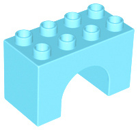 Duplo blok 2x4x2 met ronde inkeping / boog 2x2 onderkant medium azure