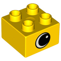 Lego Duplo blokken 2x2 - bouwsteen Geel met oog - 3437pe1