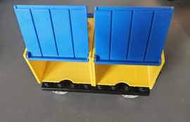 Lego Duplo trein wagon met geel/blauwe containers