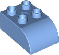 Lego Duplo blokken  2x3 met gecurvde bovenkant midden blauw