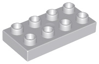 Lego Duplo bouwplaat 2x4 x 1/2 licht  grijs