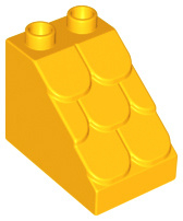 Lego Duplo bouwblok 3x2x2 Schuin aflopend met dakpannen licht oranje 15580
