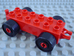 Lego Duplo auto/trein aanhanger 2x6 rood zwarte wielen