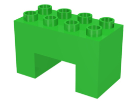 Duplo bouwsteen 2x4x2 met inkeping 2x2 aan onderkant licht groen 6394