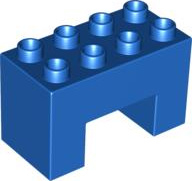 Lego Duplo blok 2x4x2 met inkeping 2x2 onderkant blauw