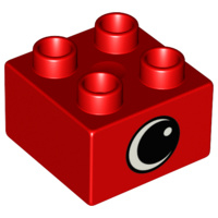 Lego Duplo blokken 2x2 - bouwsteen Rood met oog  - 3437pe1
