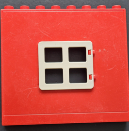 Lego Duplo muur 1x8x6 met rood raampje b-keuze