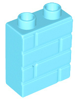 Lego Duplo blokje 1x2x2 met stenen muur profiel 25550 medium azure