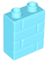 Duplo blokje 1x2x2 met stenen muur profiel 25550 medium azure