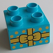 Lego Duplo blokje medium azure met cadeau patroon 3437pb077