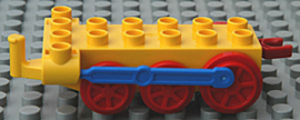 Duplo stoomtrein locomotief onderstel 2x6, geel met rode wielen en beweegbare haak