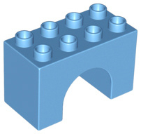 Lego Duplo blok 2x4x2 met ronde inkeping - boog 2x2 onderkant midden blauw 11198