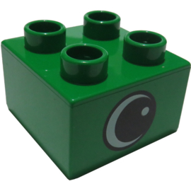 Lego Duplo blokken 2x2 - bouwsteen Groen  met oog -  3437