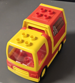 LEGO DUPLO vrachtwagen met houtprint – rood/geel