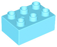 Lego Duplo blokken : 2x3 duplo blokje medium azure