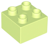 Duplo blokken 2x2 - bouwstenen geelachtig groen