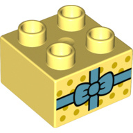 Lego Duplo blokje 2x2 met cadeau print lichtgeel nieuw 6386666