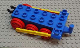 Duplo stoomtrein locomotief onderstel 2x6, blauw met rode wielen en beweegbare haak