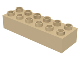 Duplo blokken - 2x6 noppen beige nieuw - ongebruikt