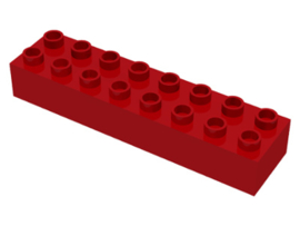 Duplo blokken : 2x8 duplo blokje rood