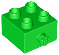 Lego Duplo blok licht groen met pin aan de zijkant voor loopbrug 3966