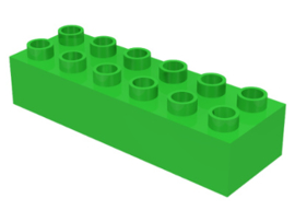 Duplo blokken - 2x6 noppen licht groen nieuw