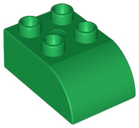Lego Duplo blokken  2x3 met gecurvde bovenkant groen
