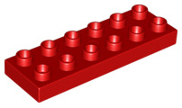 Lego Duplo bouwplaat 2x6 x 1/2 Rood