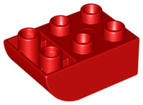 Lego Duplo blok 2x3 gecurved omgekeerd rood 98252