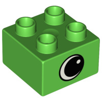 Lego Duplo blokken 2x2 - bouwsteen Lichtgroen  met oog  3437pe1