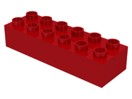 Duplo blokken - 2x6 noppen bouwstenen rood