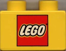 Lego Duplo blokken 2x2 geel Lego Logo 3437pb002
