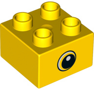 Lego Duplo blokken 2x2 - bouwsteen Geel met oog 3  - 3437pb094