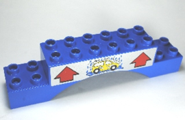 Lego Duplo blok 2x10x2 Boog met Autowasstraat en Pijlen Patroon 51704pb04