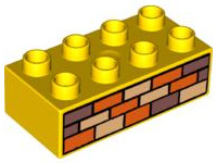 2x4 Duplo blokken - bouwstenen geel met afbeelding: stenen bob de bouwer serie