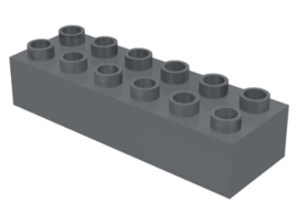 Duplo blokken - 2x6 noppen donkergrijs