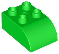 Lego Duplo blok/steen 2x3 met gecurvde bovenkant licht groen