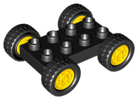 Duplo auto basis zwart - met zwart gele wielen