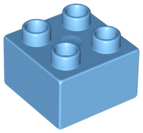 Lego Duplo blokken 2x2 - bouwstenen midden blauw